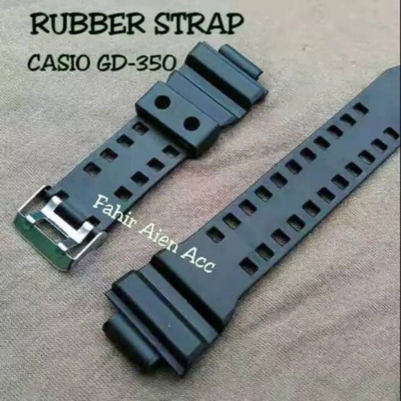 STRAP TALI JAM TANGAN CASIO G SHOCK GD-350 / GD350 / GD 350 HITAM TALI KARET RUBBER G SHOCK GD-350