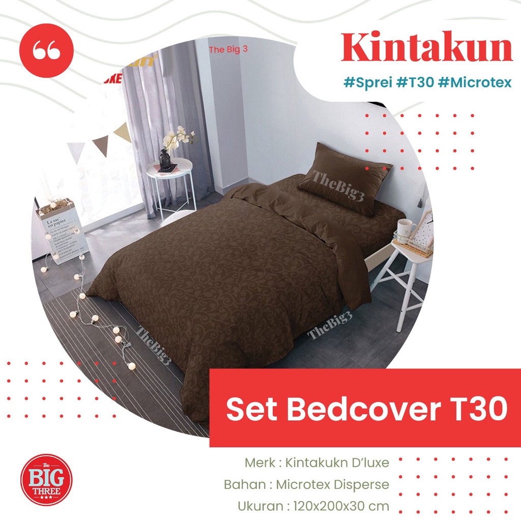 KINTAKUN Bedcover + Sprei 120x200 Tinggi 30 motif Althea Altin Butter Cream Canyon Clay Drizzle Serenity Tofu Dea Ellen Freya Gerald Kayra  - SINGLE 120 T30 BC TBT