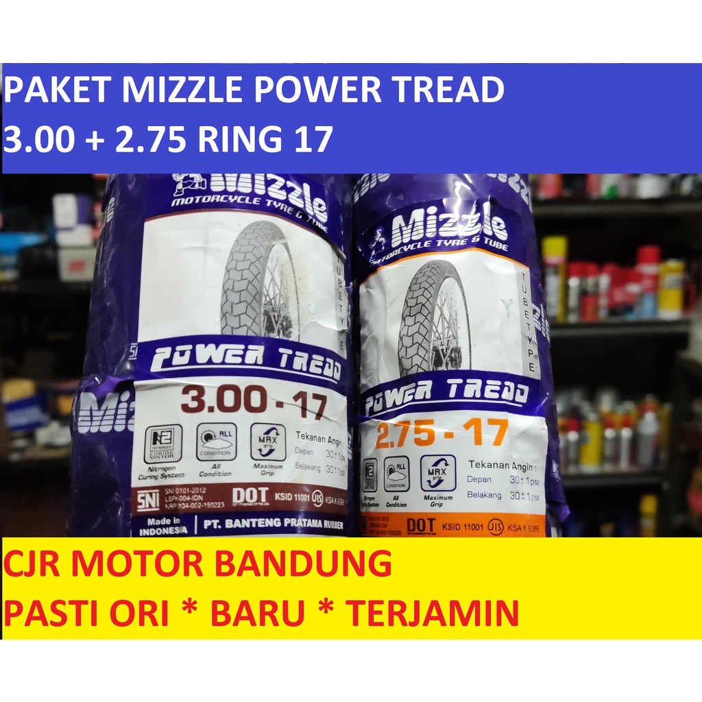PAKET MIZZLE POWER TREAD 275 + 300 RING 17 Ban Motor Tahu Semi Offroad NON TUBELESS