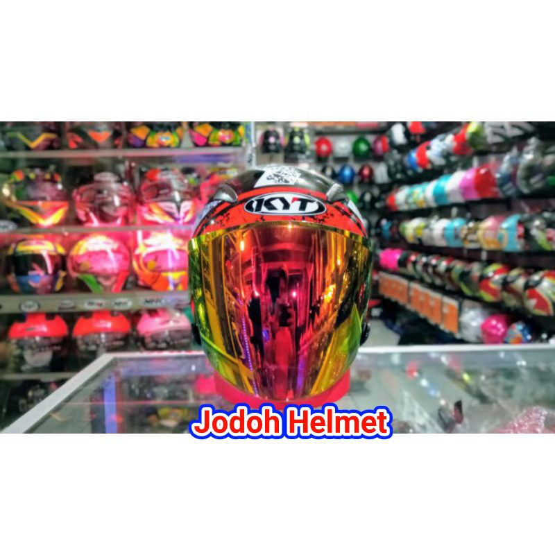 KYT HELM GALAXY MOTIF 5 BLACK RED+VISOR IRIDIUM