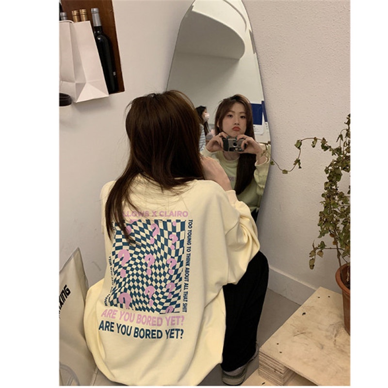 ARE YOU BORED Basic Sweater Crewneck Remaja Wanita Style Korea NR