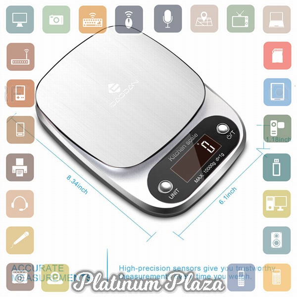 Taffware Digipounds Timbangan Dapur Digital Kitchen Scale 10kg 1g - Z2S - Silver`HUZIL0-