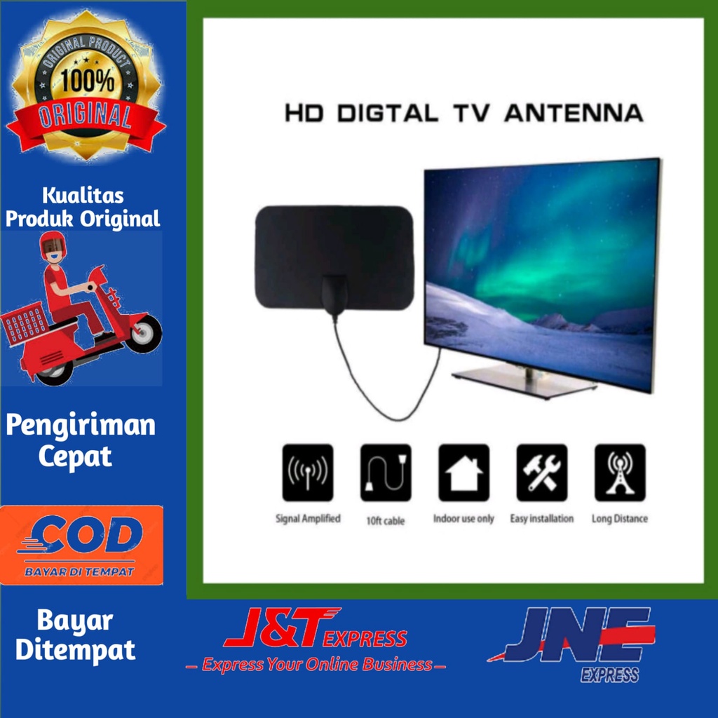 [BISA COD]BONUS BOSTER $ KEPALA CHARGER ANTENA TV Digital Indoor DVB 4K