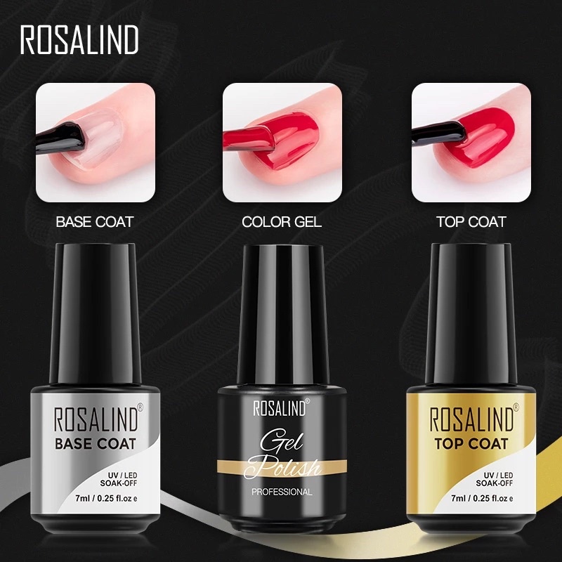 ROSALIND TOP COAT BASE COAT 7ml SOAK OFF GEL POLISH KUTEK GEL NAIL ART