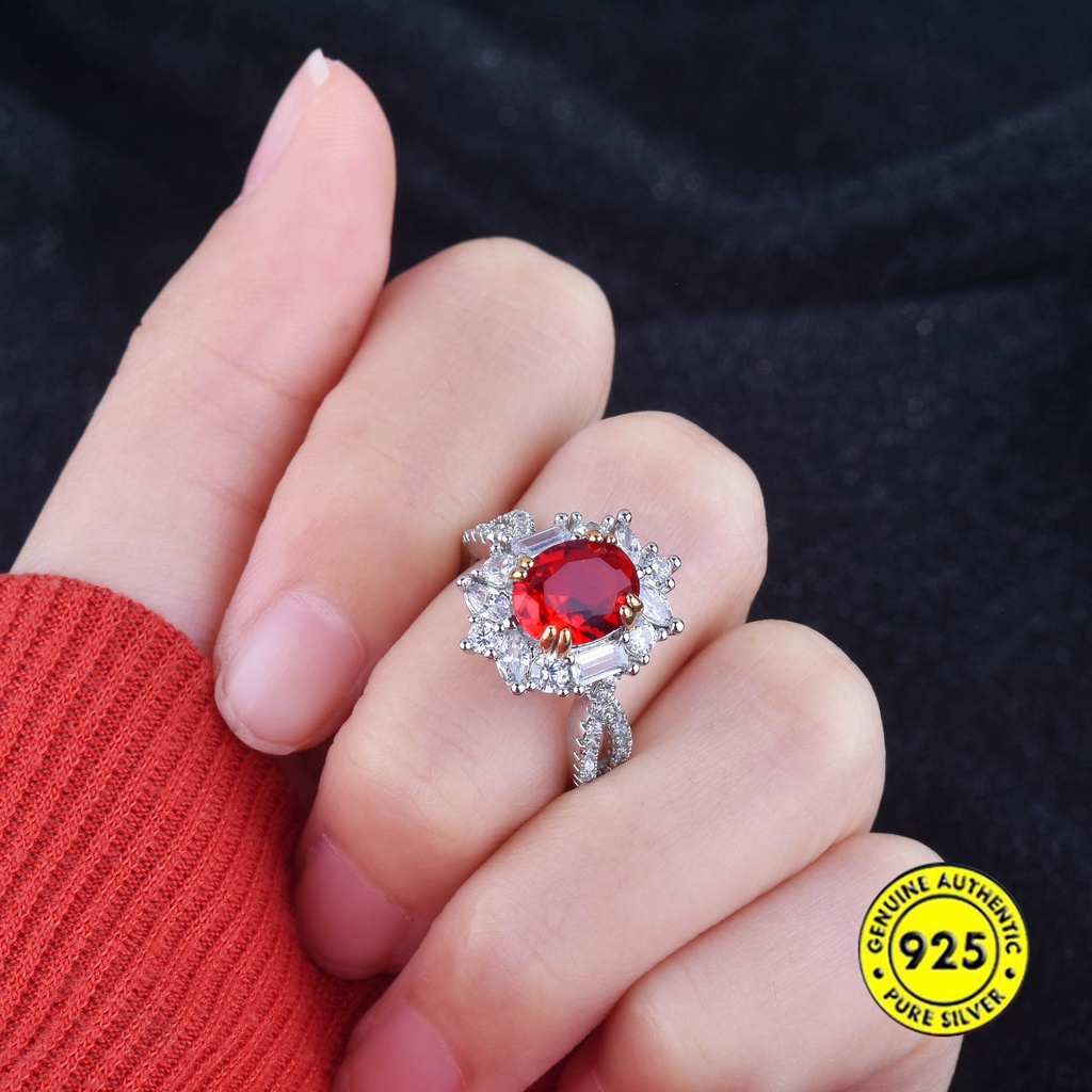 Cincin Open Ring Adjustable Desain 3 Karat Ruby Hias Batu Permata Berwarna Untuk Wanita