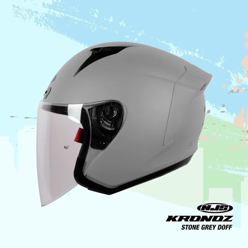 NJS KRONOZ WHITE HELM HALF FACE-GREY DOFF