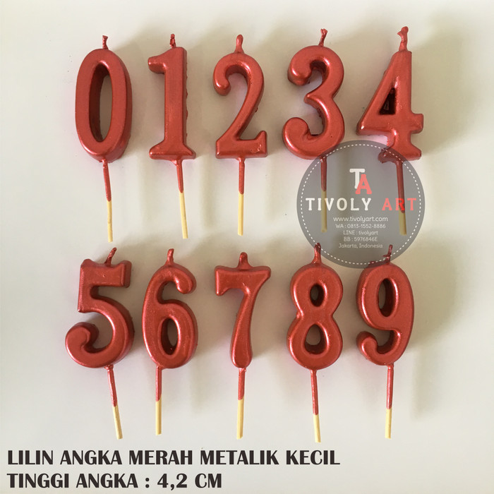 Lilin Ulang Tahun / Lilin MERAH / Lilin Angka MERAH METALIK KECIL Termurah