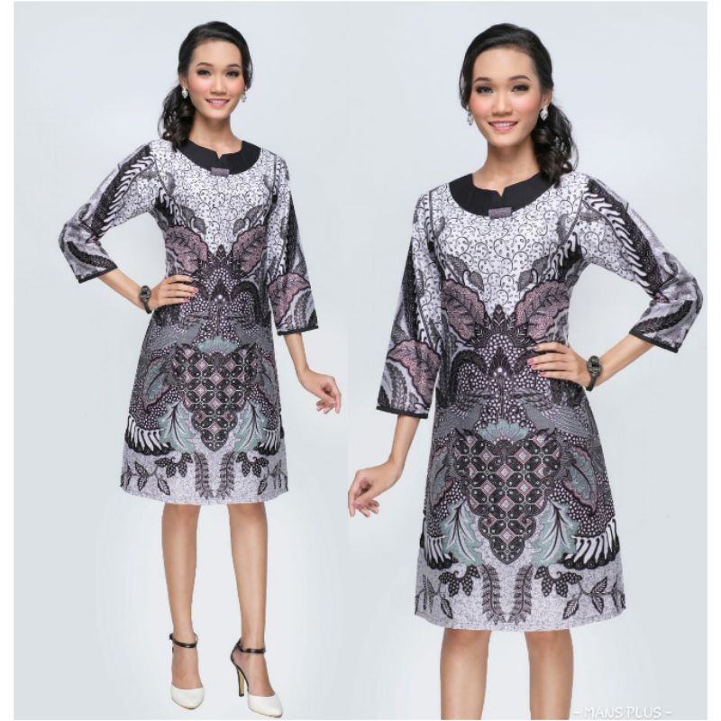 Dress Wanita Jumbo XXXL Batik Tunik Big Size 4L-5L Seragam Baju Kantor Wanita MOR