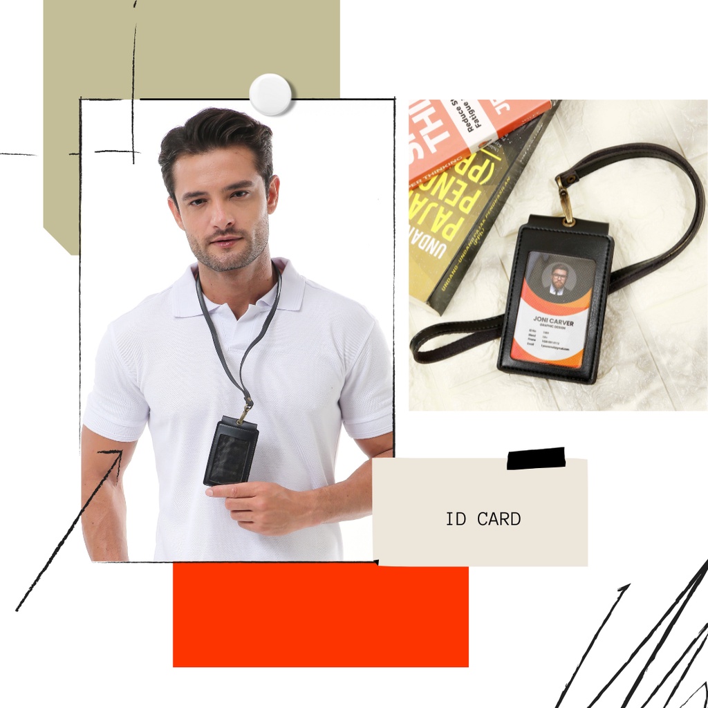 

Name Tag Kulit KARLWEB Lanyard Magnet Id Card Holder Koper Pegawai
