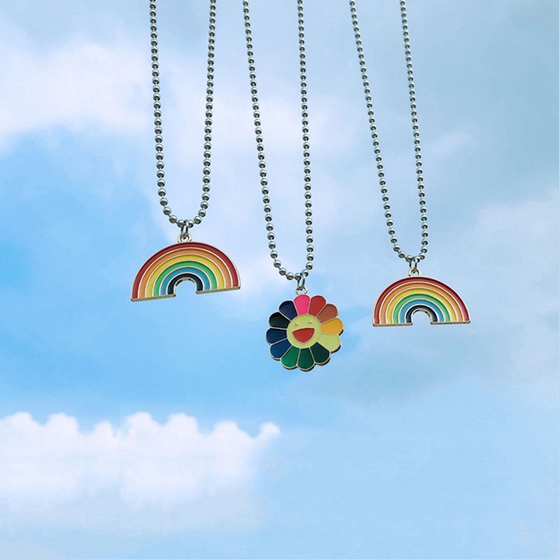 Kalung Bunga Matahari Tersenyum dan Kalung Pelangi Korea Stye