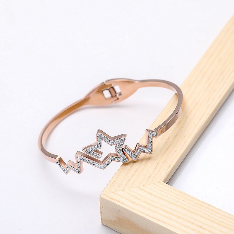 Gelang Bangle Bintang Titanium Korea Style Wanita Anti Karat -