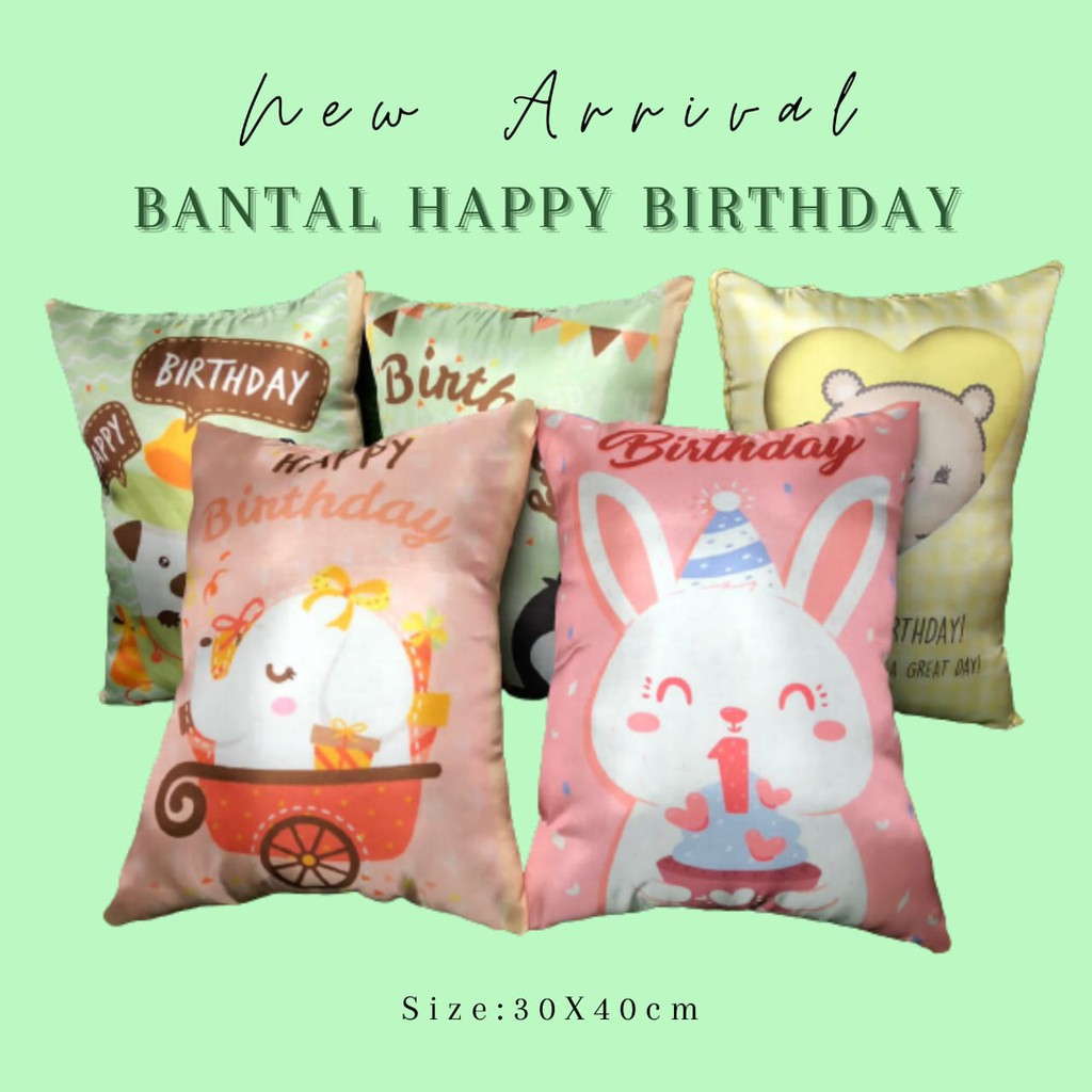 TERBARU!!!Bantal Karakter Happy Birthday Peach 30X40CM