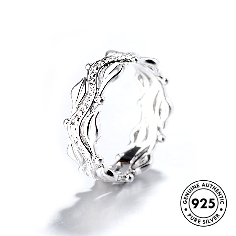 Cincin Sterling Silver 925 Desain Bunga Hias Berlian Imitasi Untuk Wanita