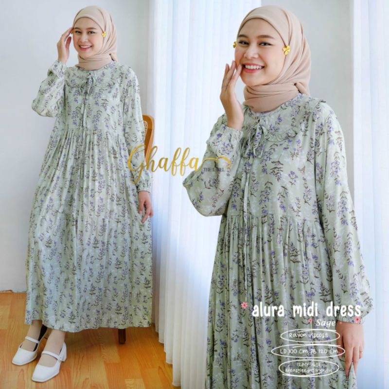 ALURA MIDI DRESS BY GHAFFA THE LABEL // MIDI MOTIF MUSLIMAH // Dress wanita