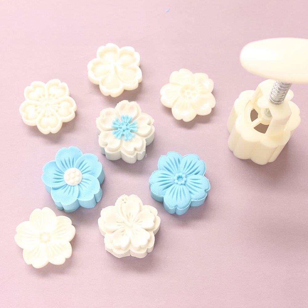 [Elegan] Es Kulit Cetakan Mooncake Bunga Sakura Kacang Hijau Kue Mid-Autumn Festival Moon Cake Cookie Mold Dapur Gadget Baking Aksesoris Tangan Ditekan Cetakan Mooncake