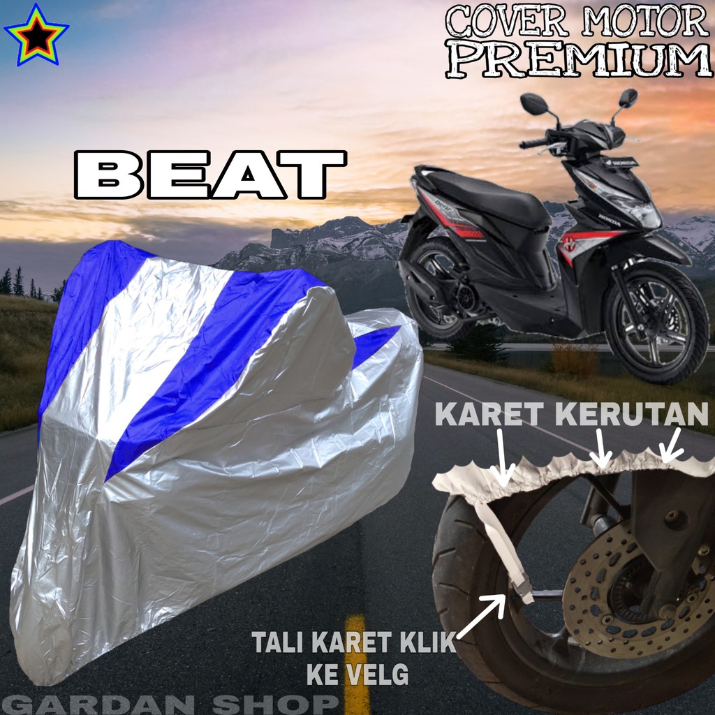 Sarung Motor BEAT Silver BIRU Body Cover Penutup Motor Beat PREMIUM