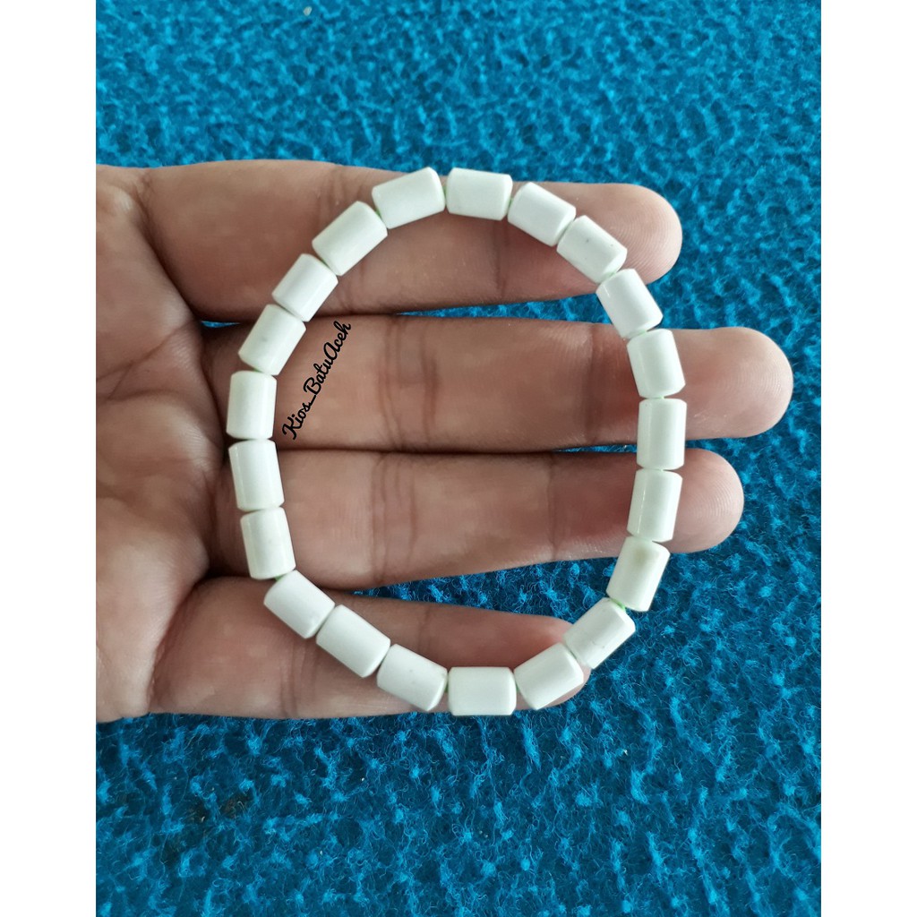 Gelang Batu Giok Salju Original Asli Aceh Tabung Size 8