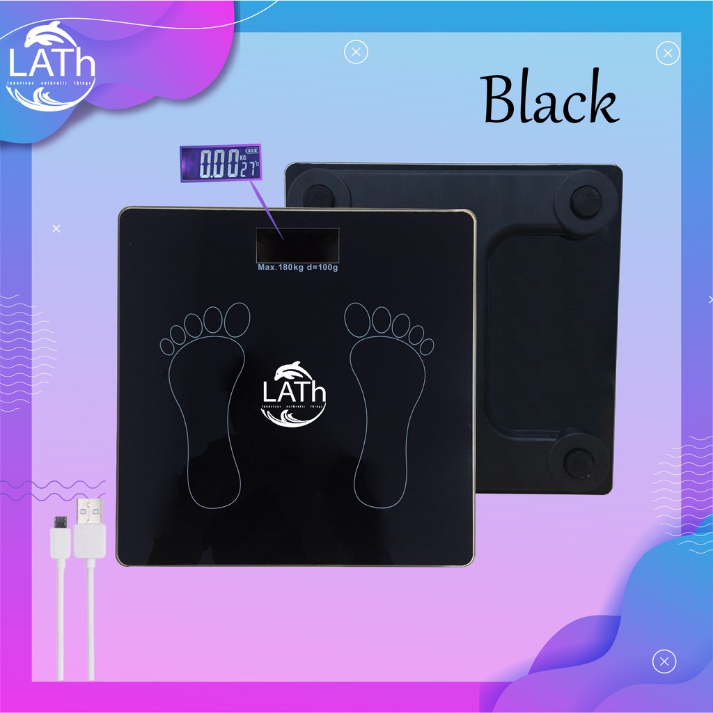 LATH Timbangan Badan Pintar Mini With USB Digital 180Kg Weight Body Scale Desain Unik LCD Display