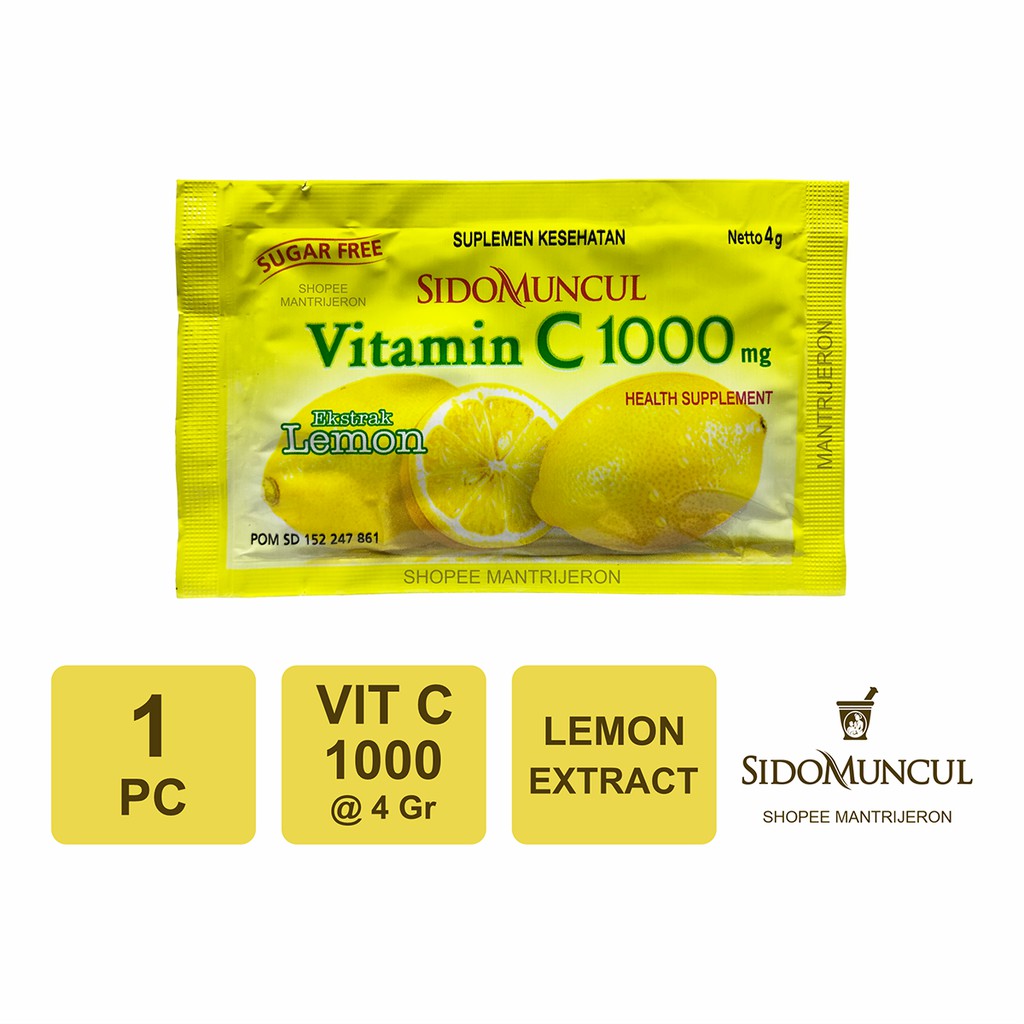 Vitamin C 1000 Sachet 4 Gram Serbuk Rasa Lemon Sidomuncul Minuman Vit C1000 Antioksidan Shopee Indonesia