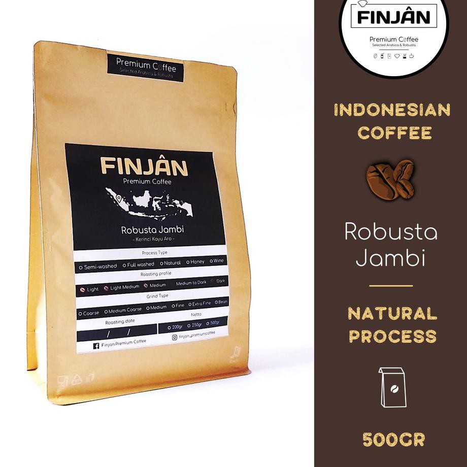 

KBUD✢ Kopi Robusta Jambi Kayu Aro | Natural Process 200g-500g | Finjan Premiun Coffee Koleksi Terba