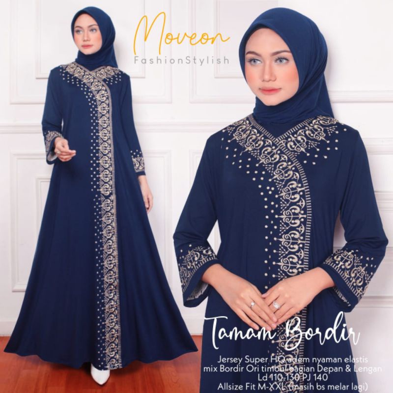 Gamis Jersey Super Jumbo Gamis Tamam Bordir LD 110 Panjang 140