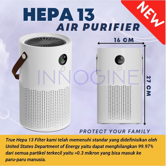 Filter Hepa 13 Rechargeable Portable Air Purifier Hepa Filter Penyaring udara basmi kuman virus New