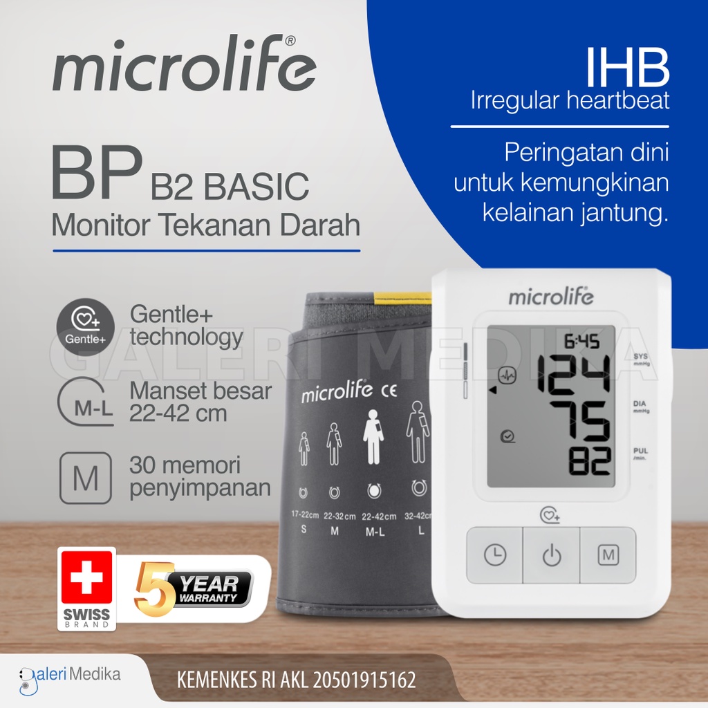 Tensimeter Digital Microlife BP B2 Basic / BPB2 Basic - Alat Ukur Tekanan Darah