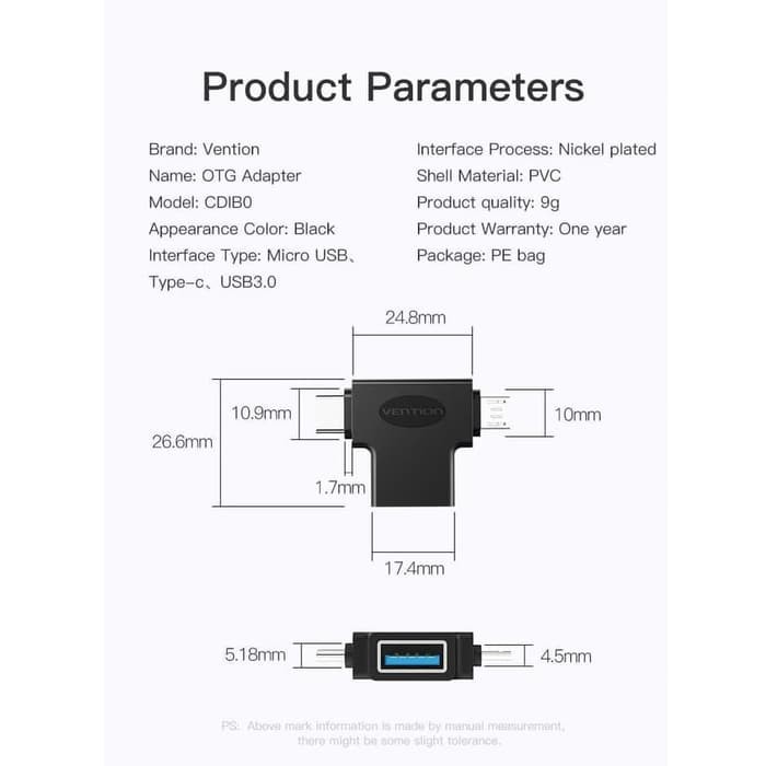 Vention [CDI] USB3.0 OTG Adapter 2in1 Type-C 3.1 Micro Usb High Speed