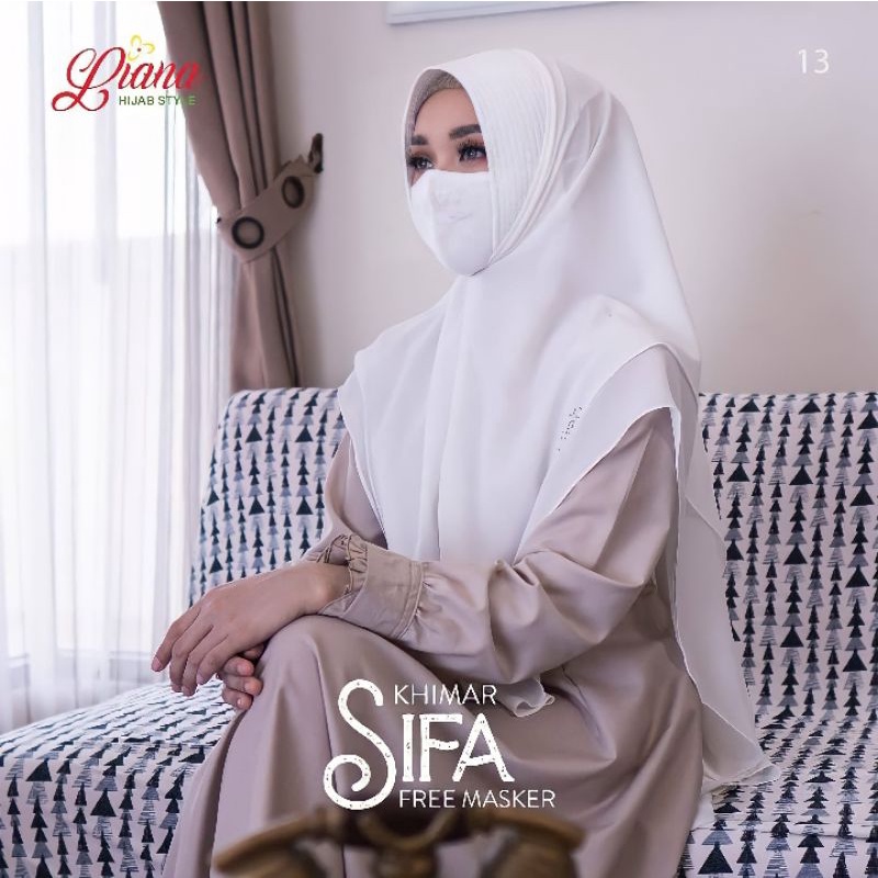 KHIMAR 2 LAYER LIANA OVAL SHIFA WARNA PUTIH FREE MASKER HIJAB