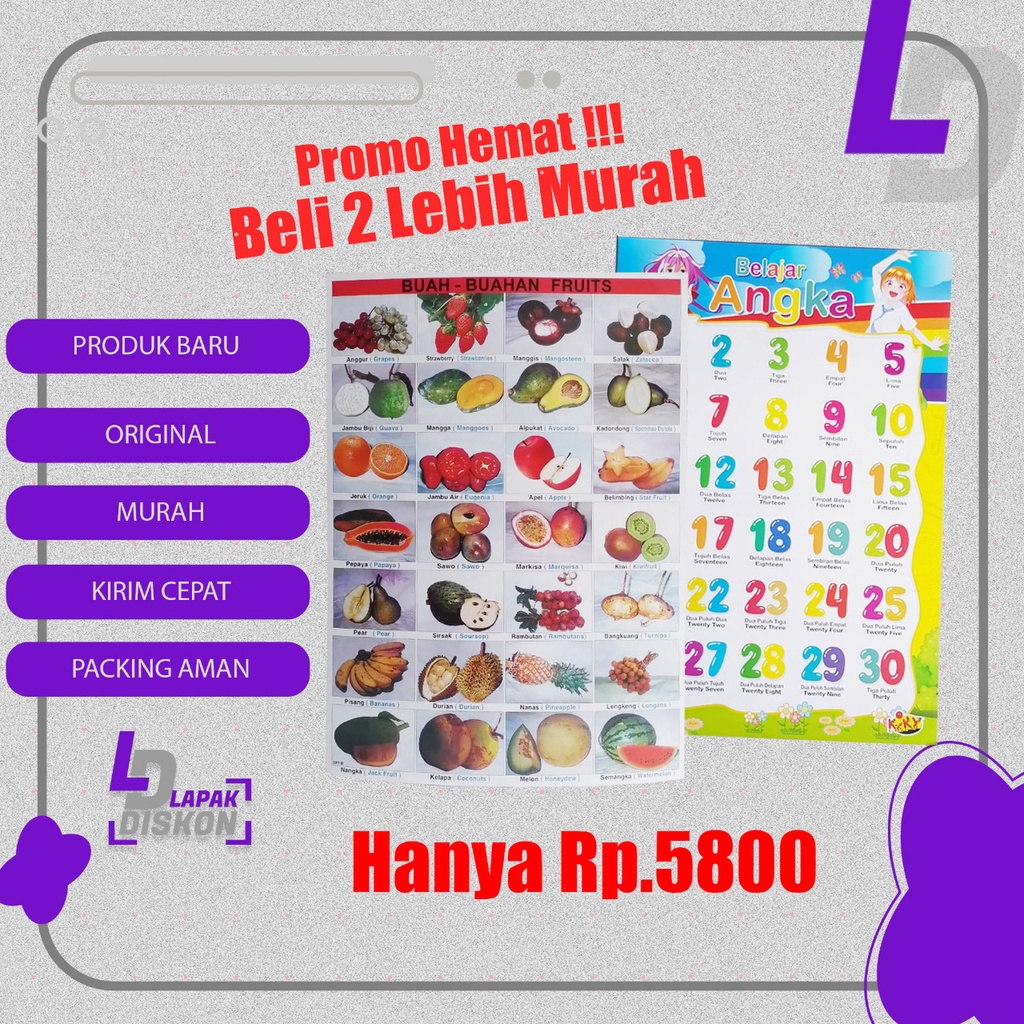 

Promo Poster Beli 2 Lebih Murah | Poster Buah-Buahan Dan Poster Mengenal Angka