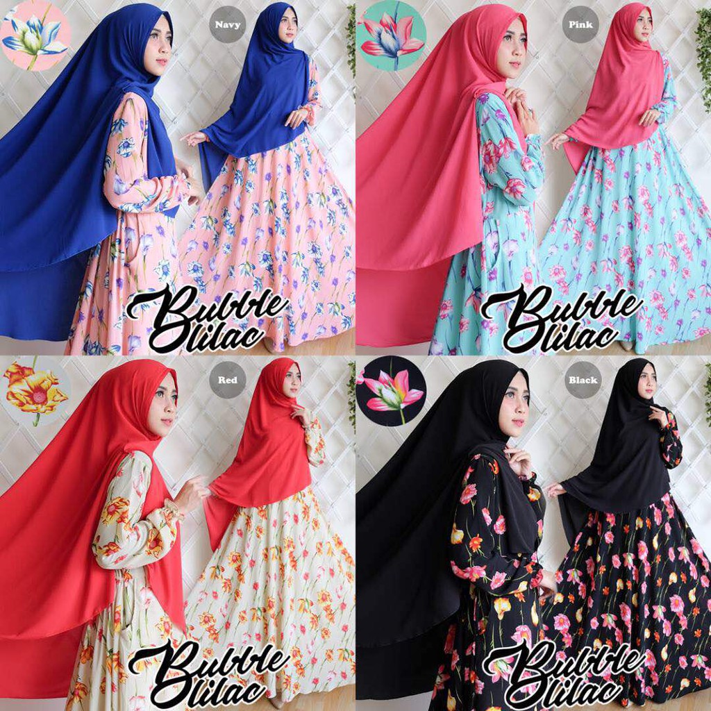 GAMIS SYARI BUBLE LILAC (+Jilbab)