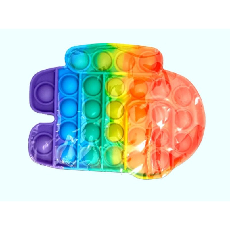 ready Banjarmasin fidget Pop It warna biasa/Pelangi its Mainan anak penghilang stres-Among Us rainbow