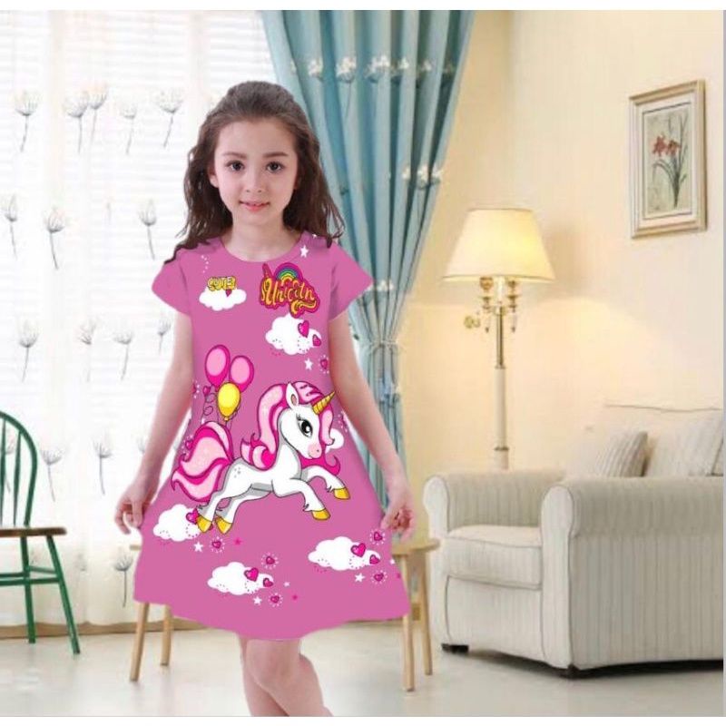 #DRESS UNICRON//DASTER ANAK PEREMPUAN PONY TERLARIS//USIA 2-12 TAHUN