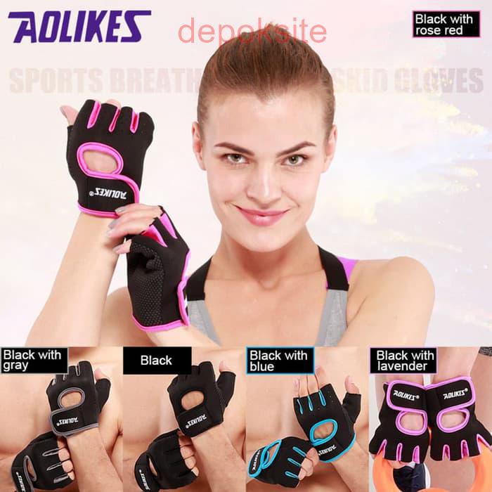 1 Pasang AOLIKES 1678 Sarung Tangan Gym Gloves Fitness Gloves Fitness Cycling Gloves Women Men Sport