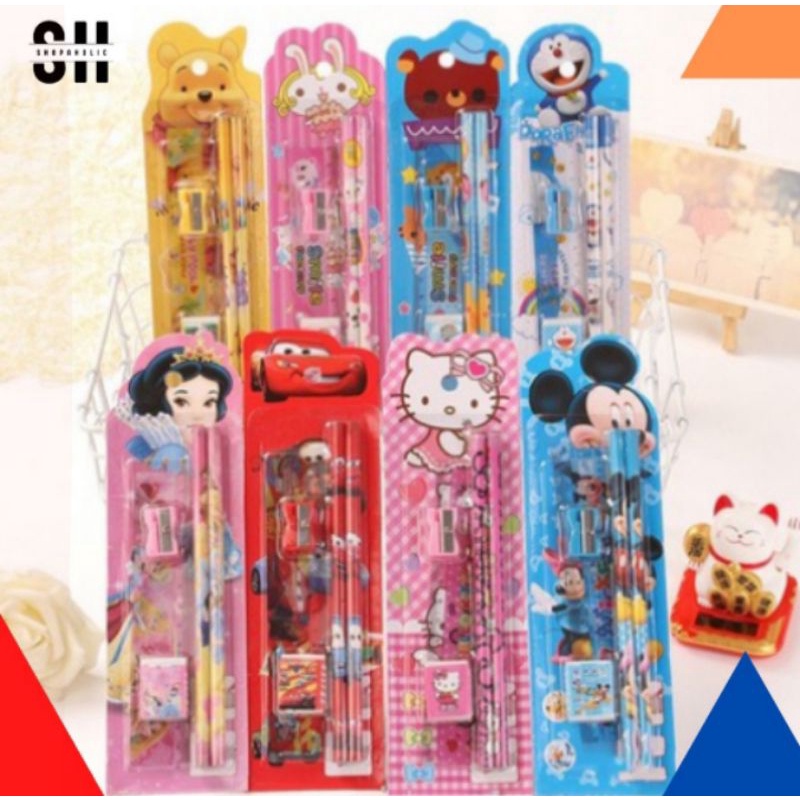 

mini set stationery set alat tulis set 5 in 1 karakter lucu