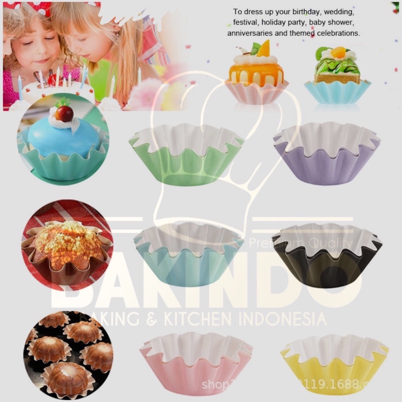 Kingsbakeware Cupcake Case Wave 50pcs Muffin Paper Cup