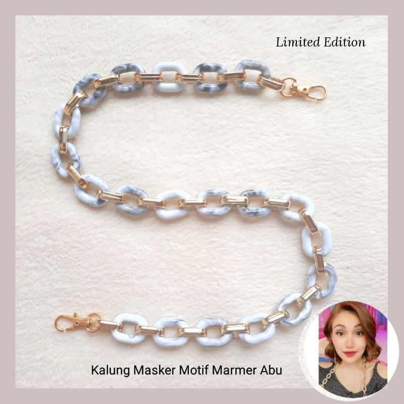 Strap Kalung Masker Artis Ayu ting ting lanyard Ruben Ivan Gunawan Rantai Marmer
