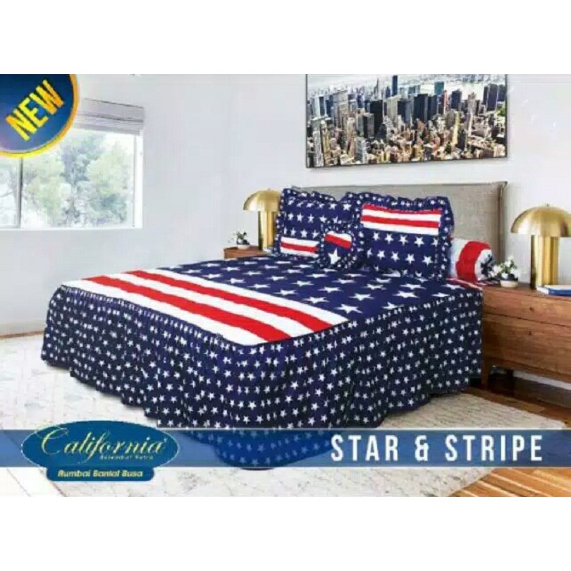 California Sprei Rumbai Motif Star & Stripe 180 x 200 Cm