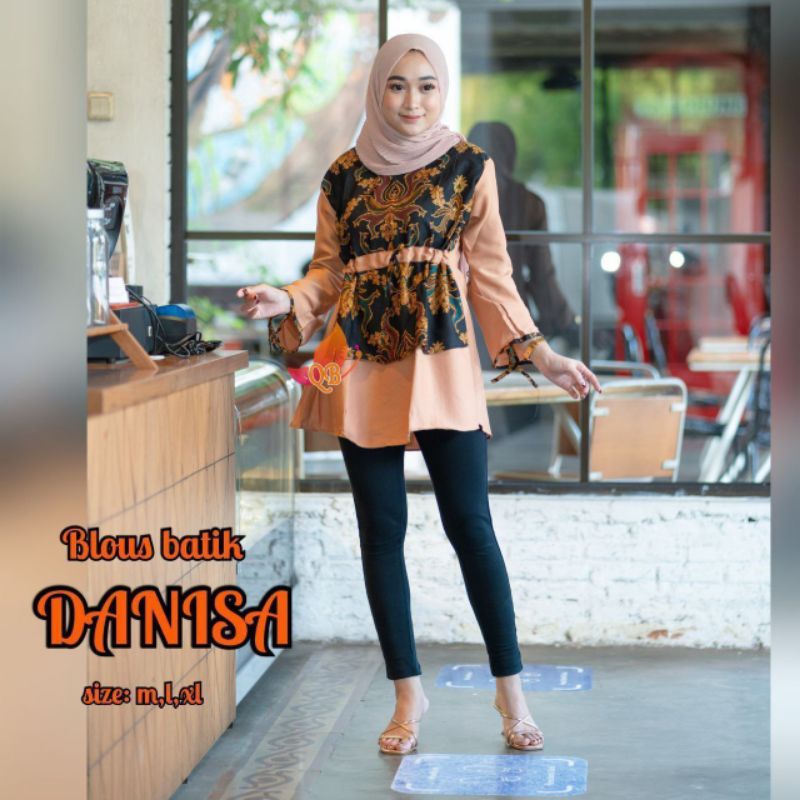 Blus batik kombinasi polos