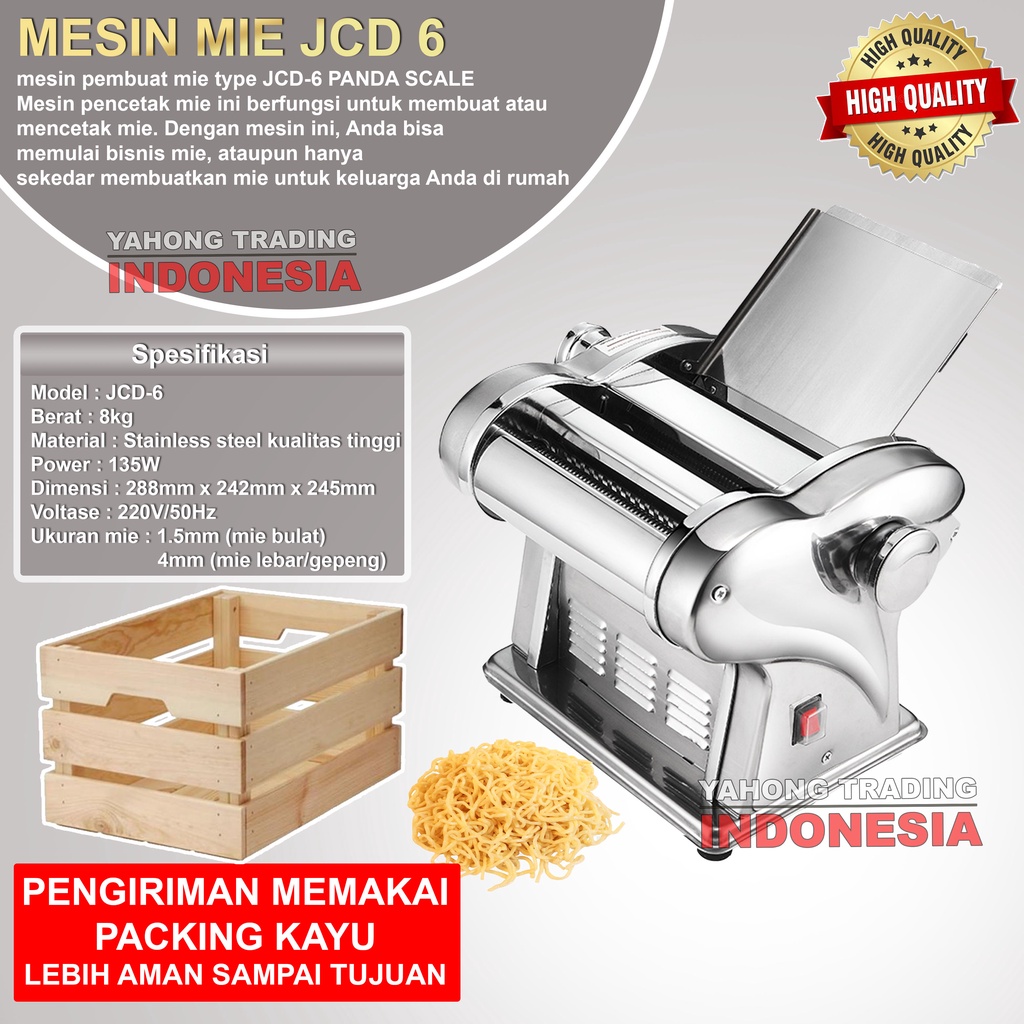 Mesin Pembuat Mie JCD 6 Mesin Giling Pencetak Mie Noodle Maker PANDA SCALE + PACKING KAYU