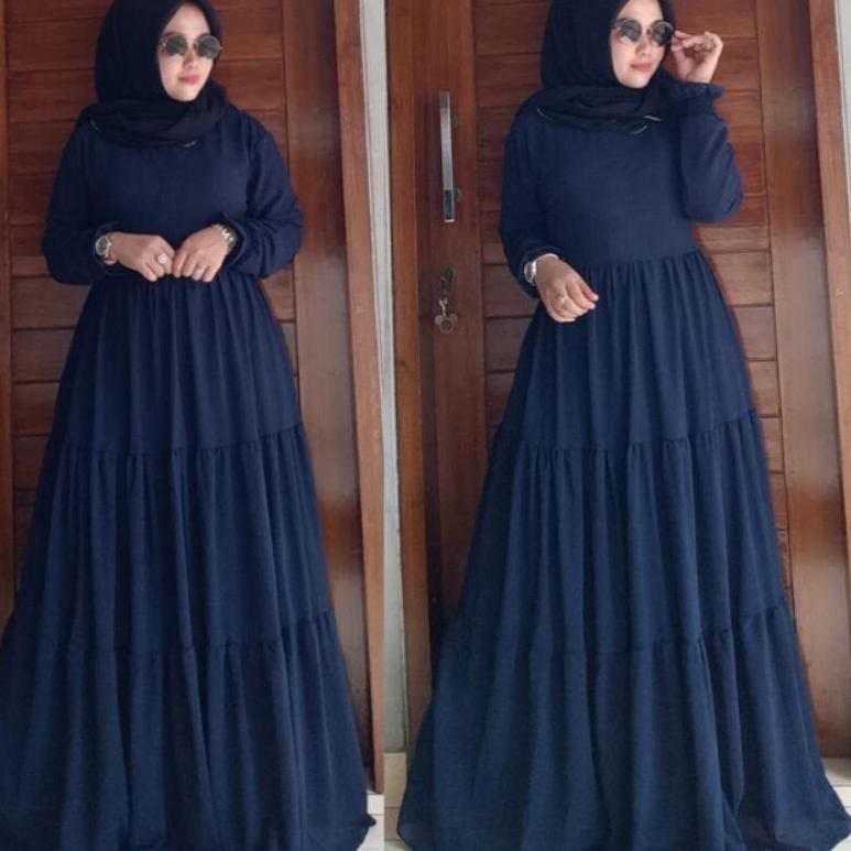 zahra maxi ceruty bebydoll susun /gamis syarii ceruty kancing /gamis ceruty umpak
