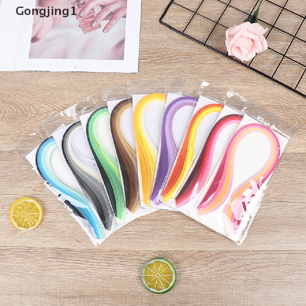 Gongjing1 100Pcs / Set Strip Kertas Quilling 3mm 39cm Untuk Kerajinan Tangan DIY