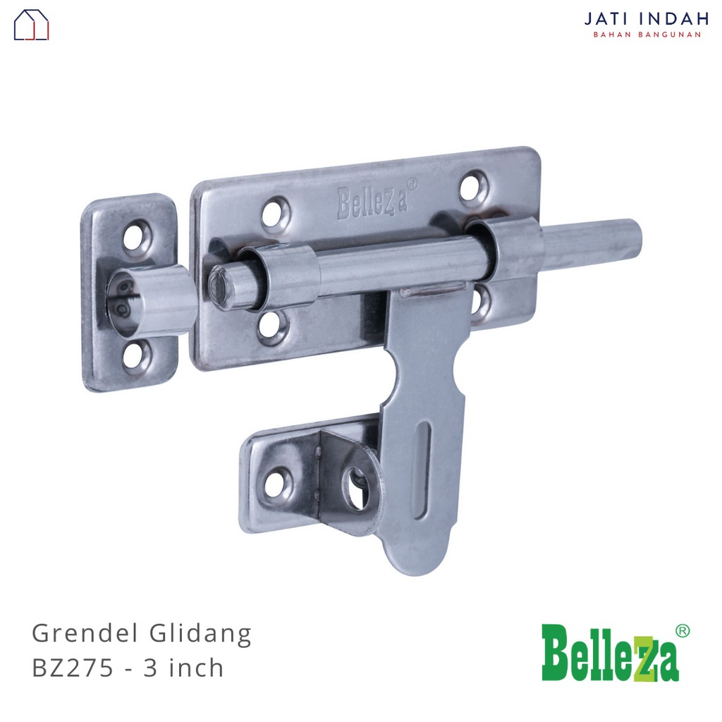 GRENDEL GLIDANG / OVERPAL GEMBOK PINTU STAINLESS STEEL | BELLEZZA BZ275 3"