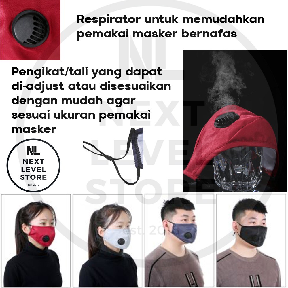 MASKER KAIN N95 KN95 COTTON MASK RESPIRATOR (FREE 1 FILTER PM2.5 ORIGINAL 5 PLY) ORIGINAL - WARNA PILIH DI VARIASI YA