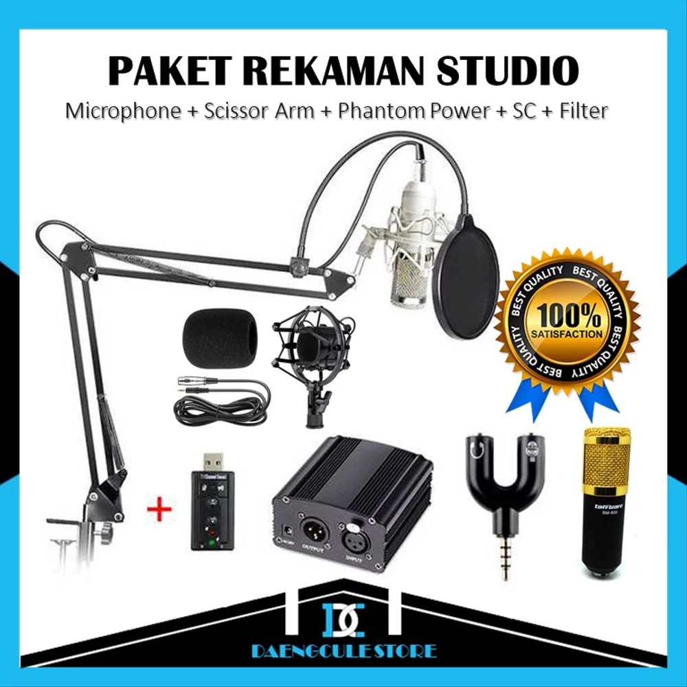 Paket Microphone Rekaman Komplit / Mic Kondenser BM 800 Studio Recording Lengkap / Mikrofon Podcast
