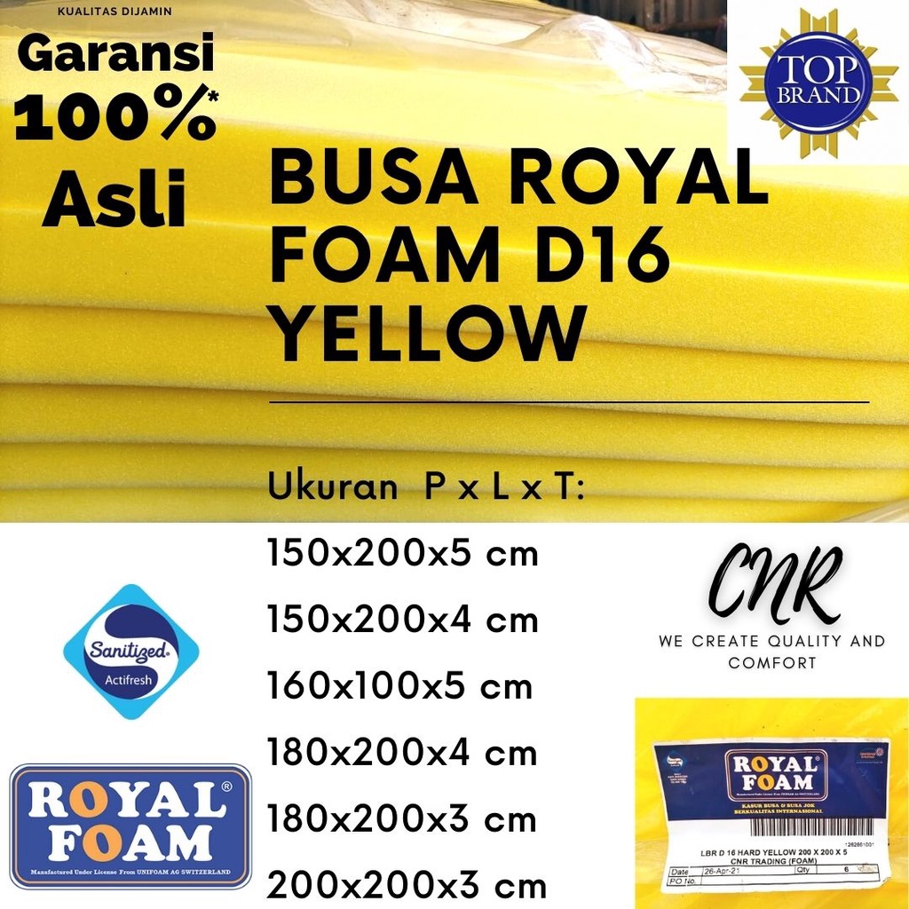 busa surpet yellow royal foam d16 uk 150x200 tebal 4dan 5 160x100x5cm 180x200tebal 3dan4 200x200x3cm