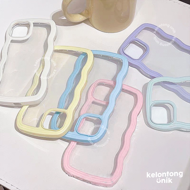 (Seri 2) For iPhone - 2 in 1 Double Protection Pastel Wavy Case/ Curly Edge Case