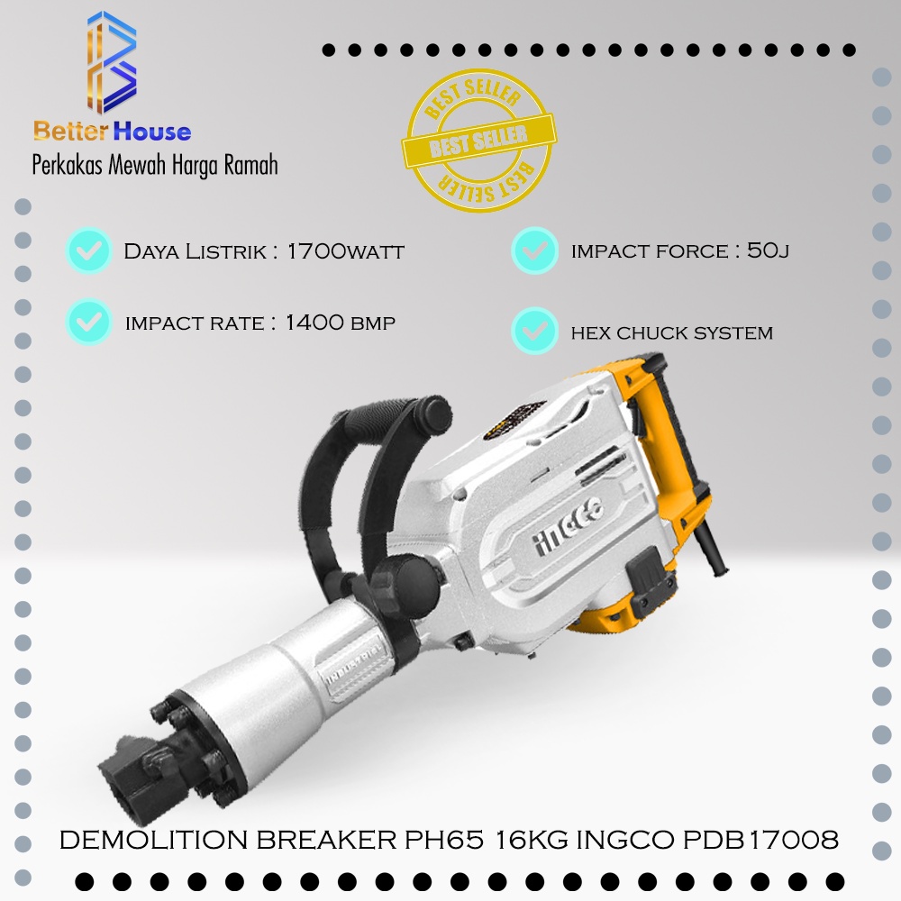 Mesin Bobok BETON Jack hammer Demolition Breaker 16KG INGCO PDB17008