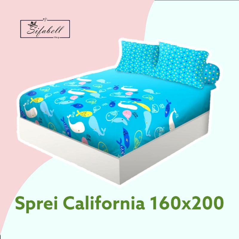 Sprei California Queen Size 160x200x20 Motif Minimalis Seprai Microtex