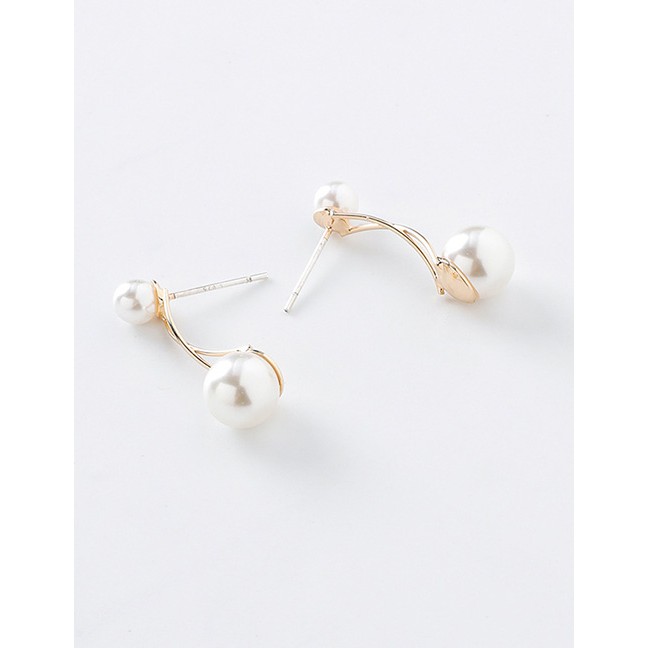 LRC Anting Tusuk Fashion Gold 925 Silver Pin Size Artificial pearl Line Staggered Earrings D42713